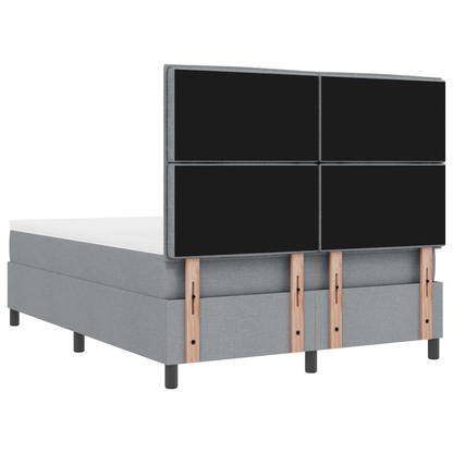 Box Spring Seng Med Madras Lysegrå 160 X 200 Cm Stof