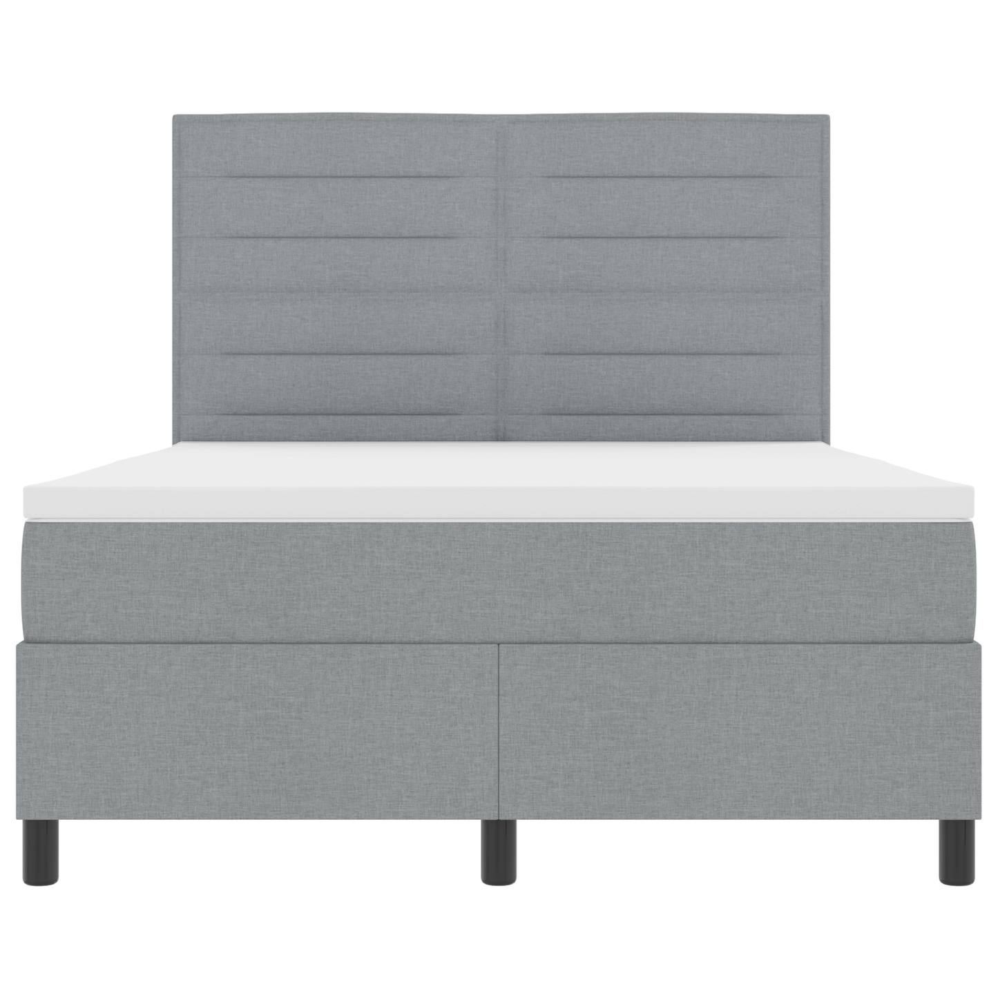 Box Spring Seng Med Madras Lysegrå 160 X 200 Cm Stof