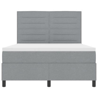 Box Spring Seng Med Madras Lysegrå 160 X 200 Cm Stof