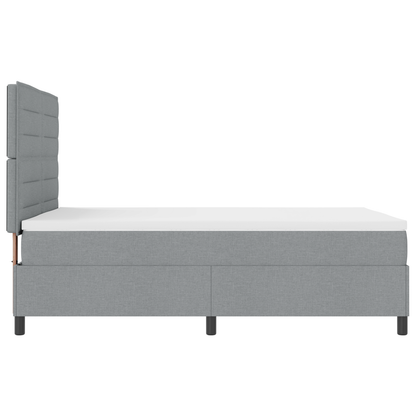 Box Spring Seng Med Madras Lysegrå 160 X 200 Cm Stof
