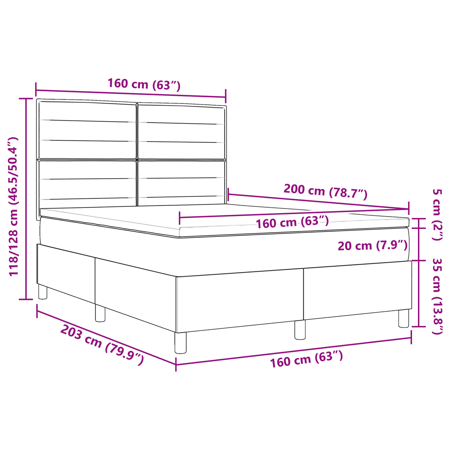 Box Spring Seng Med Madras Lysegrå 160 X 200 Cm Stof