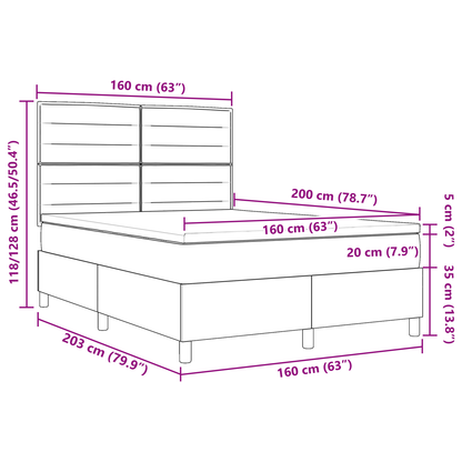 Box Spring Seng Med Madras Lysegrå 160 X 200 Cm Stof