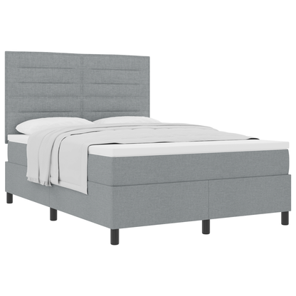Box Spring Seng Med Madras Lysegrå 160 X 200 Cm Stof