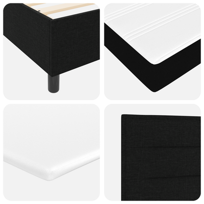 Box Spring Seng Med Madras Sort 200 X 200 Cm Stof