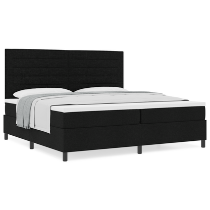 Box Spring Seng Med Madras Sort 200 X 200 Cm Stof