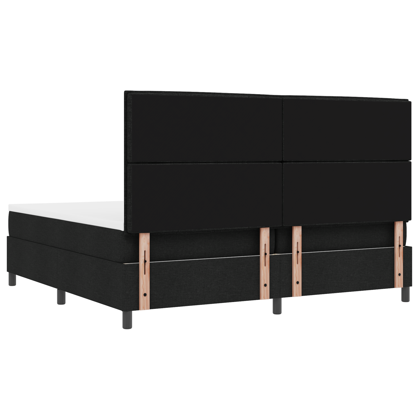 Box Spring Seng Med Madras Sort 200 X 200 Cm Stof