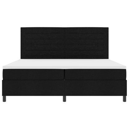 Box Spring Seng Med Madras Sort 200 X 200 Cm Stof