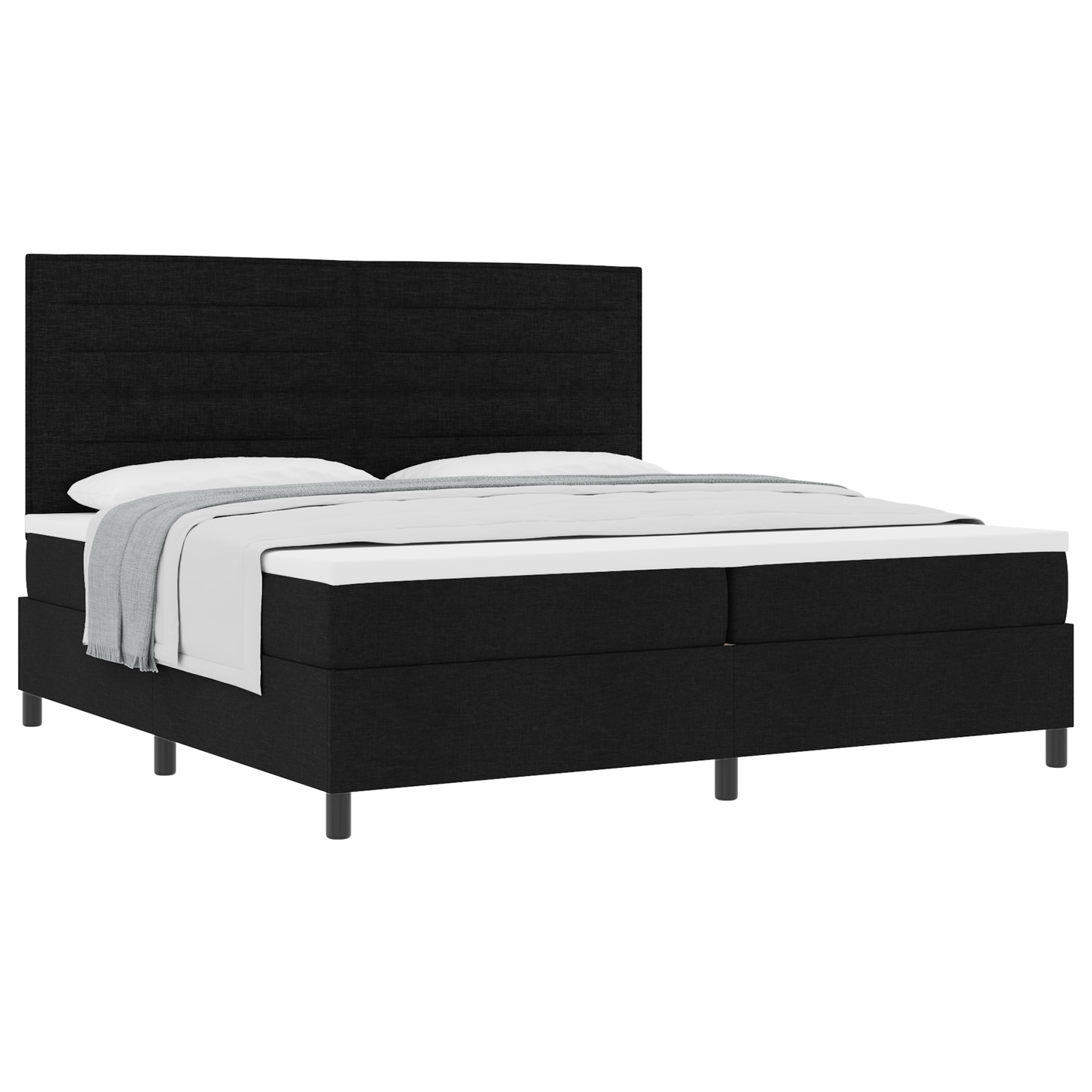 Box Spring Seng Med Madras Sort 200 X 200 Cm Stof