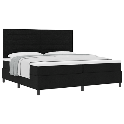 Box Spring Seng Med Madras Sort 200 X 200 Cm Stof