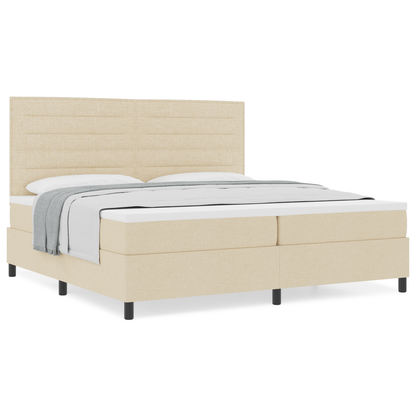 Box Spring Seng Med Madras Creme 200 X 200 Cm Stof