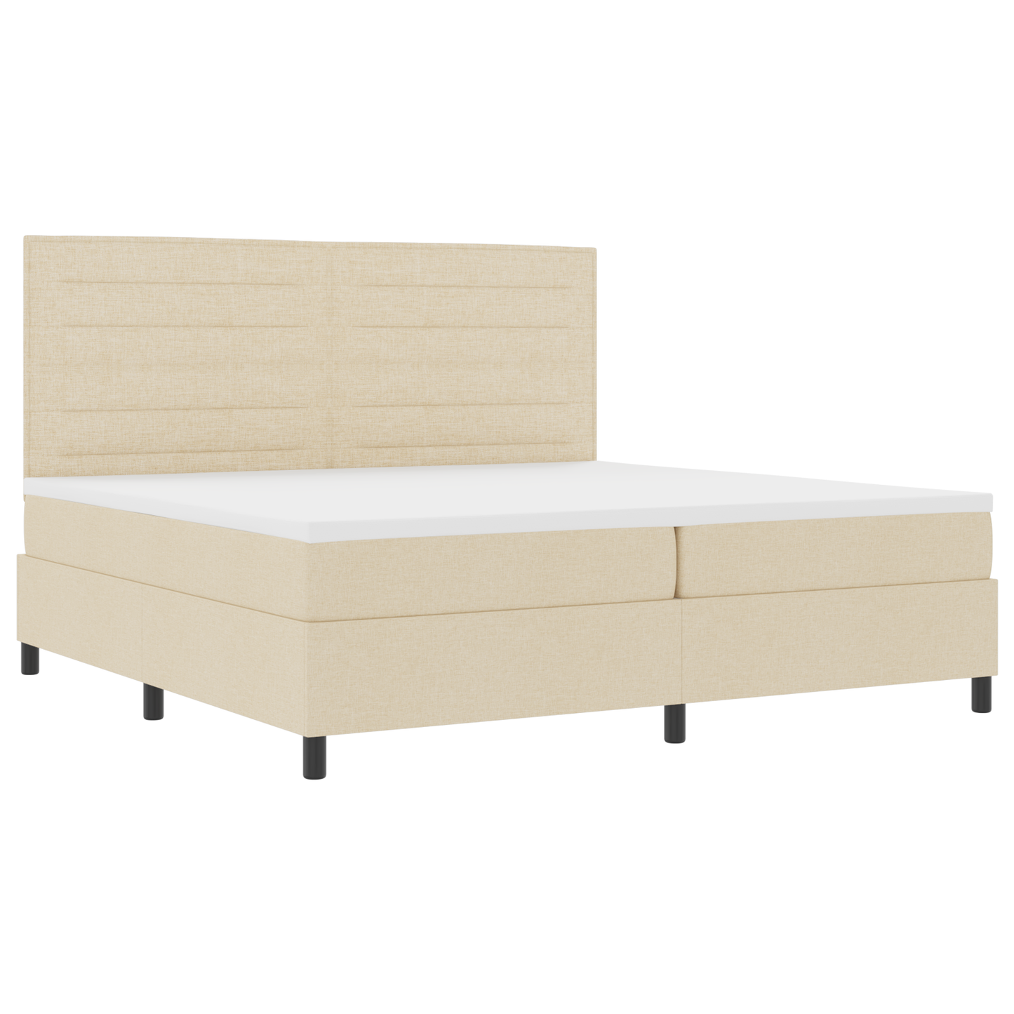 Box Spring Seng Med Madras Creme 200 X 200 Cm Stof