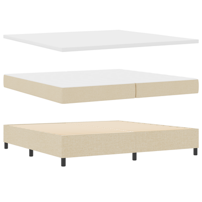 Box Spring Seng Med Madras Creme 200 X 200 Cm Stof