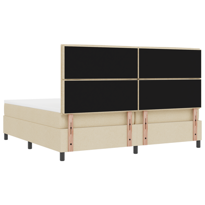 Box Spring Seng Med Madras Creme 200 X 200 Cm Stof