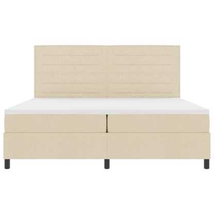 Box Spring Seng Med Madras Creme 200 X 200 Cm Stof
