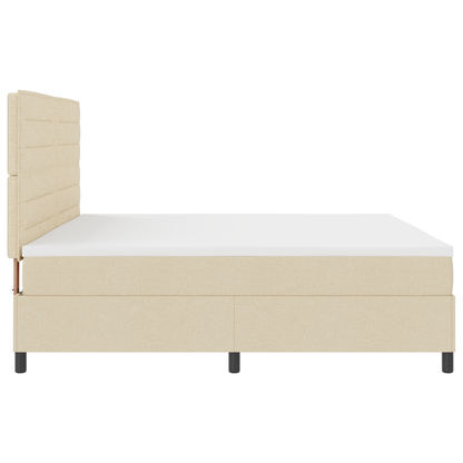 Box Spring Seng Med Madras Creme 200 X 200 Cm Stof