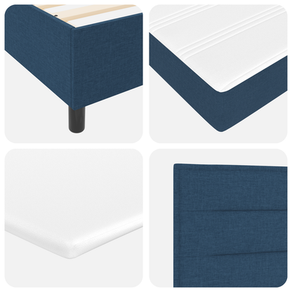 Box Spring Seng Med Madras Med Hovedgærde Blå 200 X 200 Cm Stof