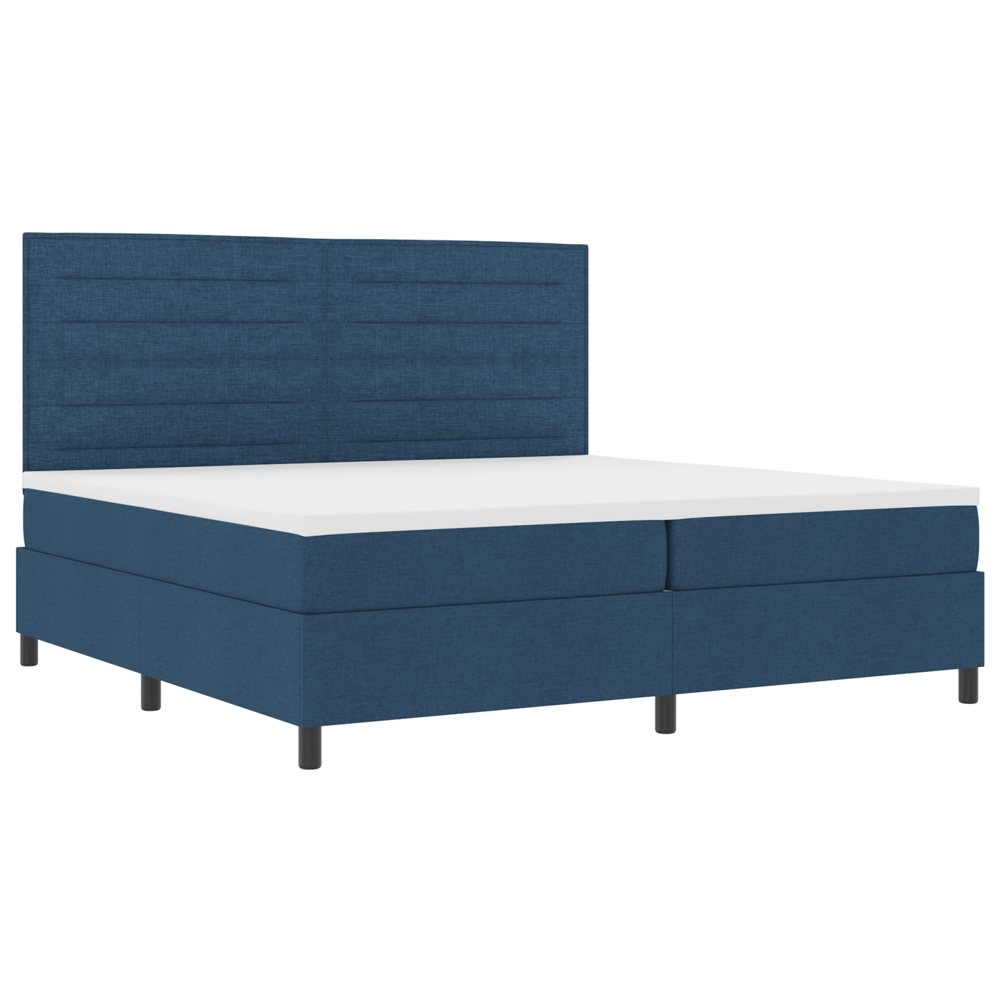 Box Spring Seng Med Madras Med Hovedgærde Blå 200 X 200 Cm Stof
