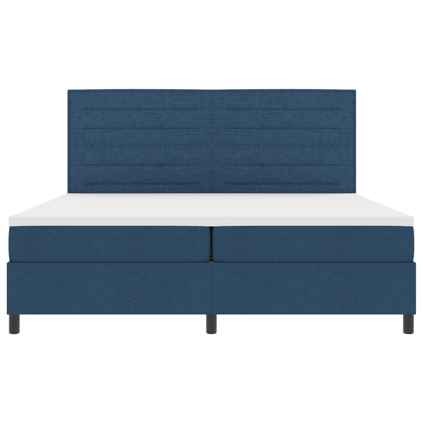 Box Spring Seng Med Madras Med Hovedgærde Blå 200 X 200 Cm Stof