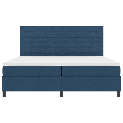 Box Spring Seng Med Madras Med Hovedgærde Blå 200 X 200 Cm Stof
