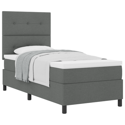 Box Spring Seng Med Madras Mørkegrå 90 X 200 Cm Stof