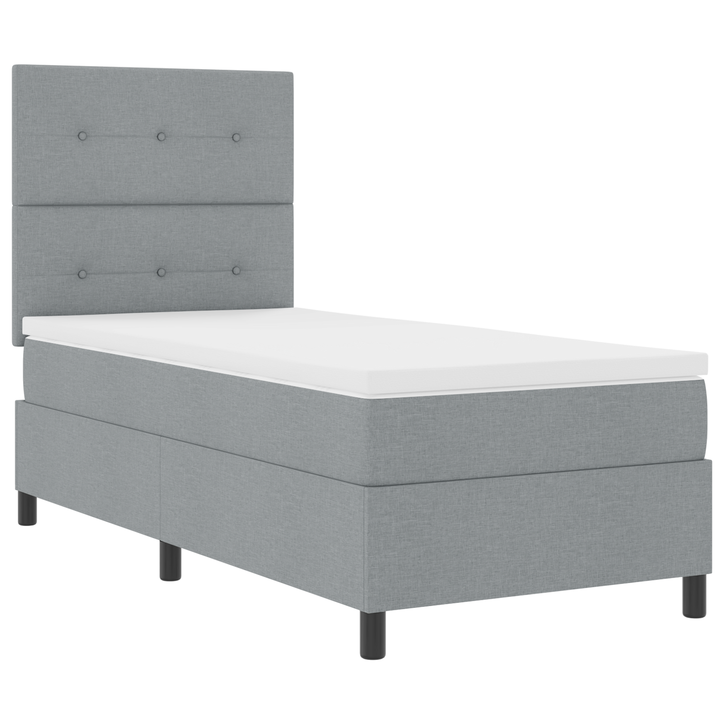 Box Spring Seng Med Madras Lysegrå 100 X 200 Cm Stof