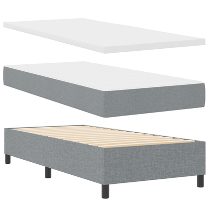 Box Spring Seng Med Madras Lysegrå 100 X 200 Cm Stof