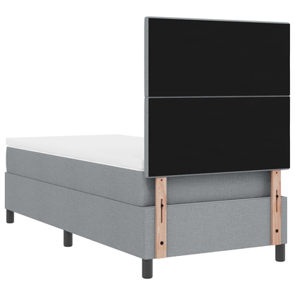 Box Spring Seng Med Madras Lysegrå 100 X 200 Cm Stof