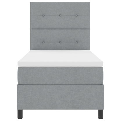 Box Spring Seng Med Madras Lysegrå 100 X 200 Cm Stof