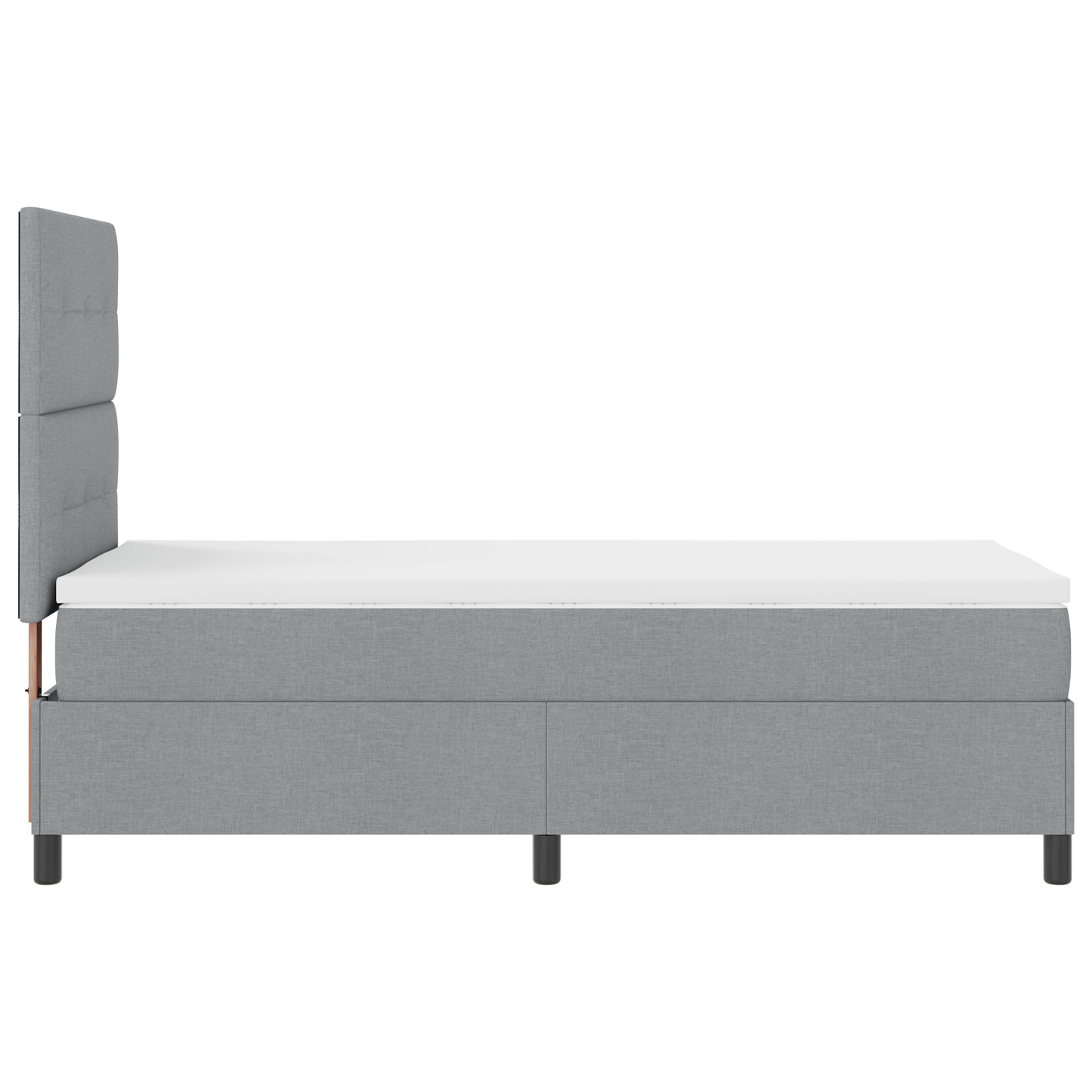 Box Spring Seng Med Madras Lysegrå 100 X 200 Cm Stof