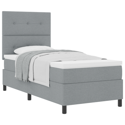 Box Spring Seng Med Madras Lysegrå 100 X 200 Cm Stof