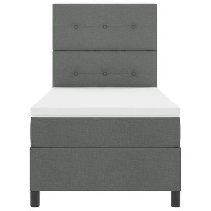 Box Spring Seng Med Madras Mørkegrå 100 X 200 Cm Stof