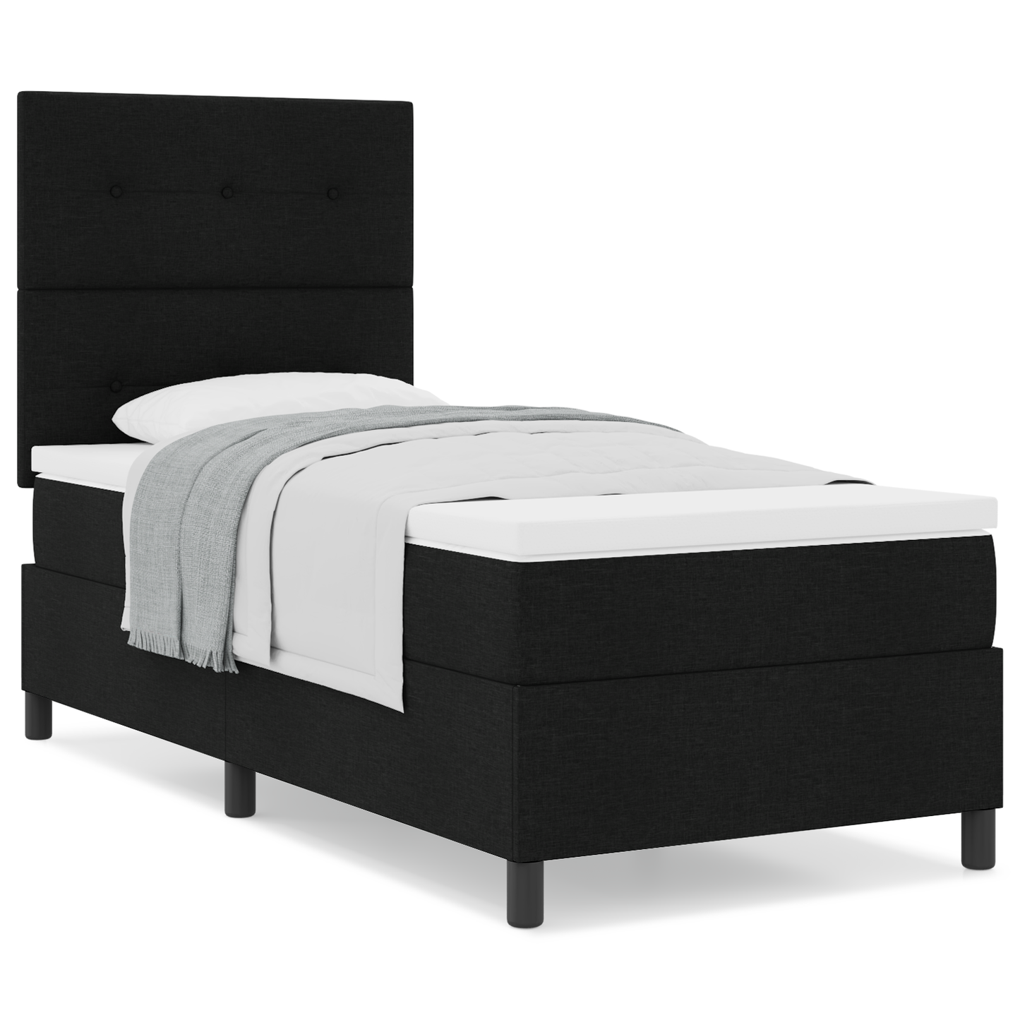 Box Spring Seng Med Madras Sort 100 X 200 Cm Stof