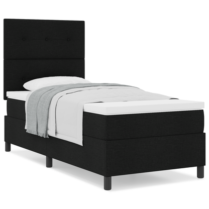 Box Spring Seng Med Madras Sort 100 X 200 Cm Stof