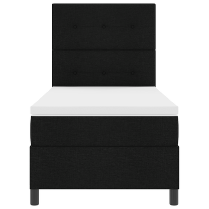 Box Spring Seng Med Madras Sort 100 X 200 Cm Stof