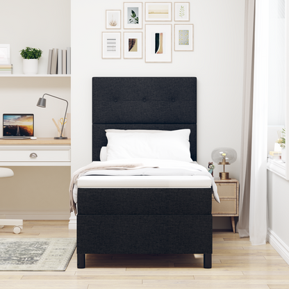 Box Spring Seng Med Madras Sort 100 X 200 Cm Stof