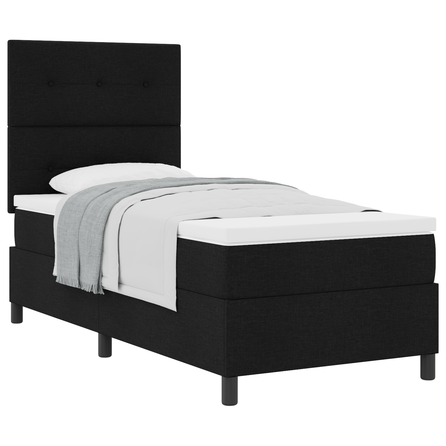Box Spring Seng Med Madras Sort 100 X 200 Cm Stof