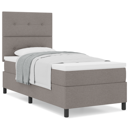 Box Spring Seng Med Madras Gråbrun 100 X 200 Cm Stof
