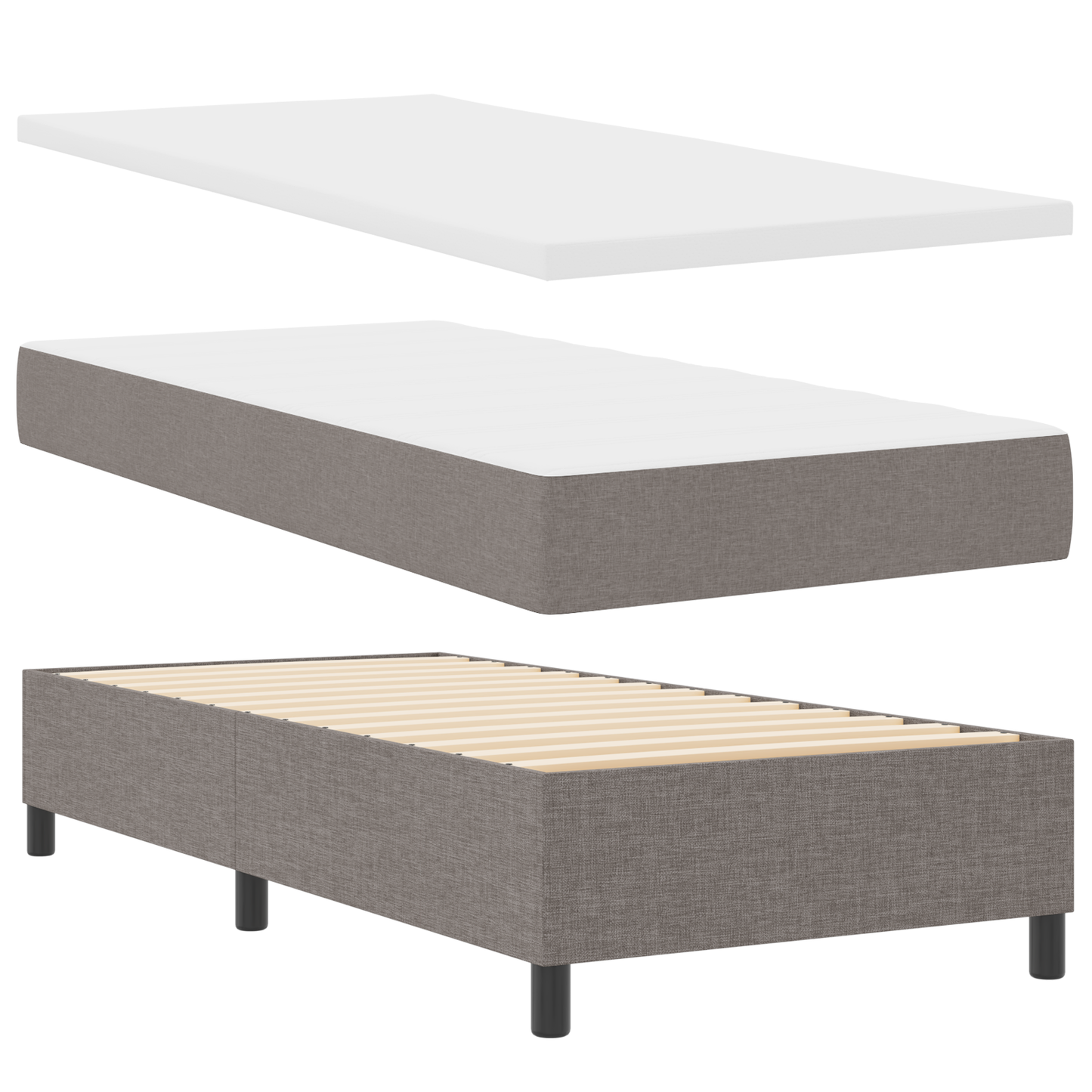 Box Spring Seng Med Madras Gråbrun 100 X 200 Cm Stof
