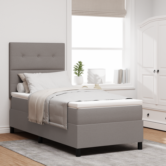Box Spring Seng Med Madras Gråbrun 100 X 200 Cm Stof