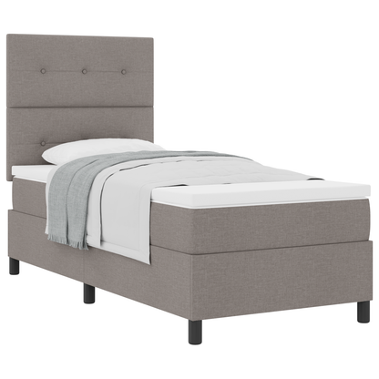 Box Spring Seng Med Madras Gråbrun 100 X 200 Cm Stof
