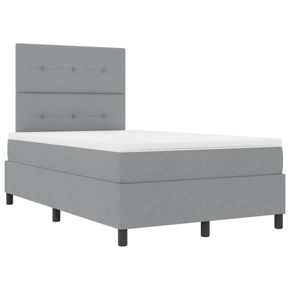 Box Spring Seng Med Madras Lysegrå 120X200 Cm Stof