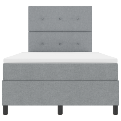 Box Spring Seng Med Madras Lysegrå 120X200 Cm Stof