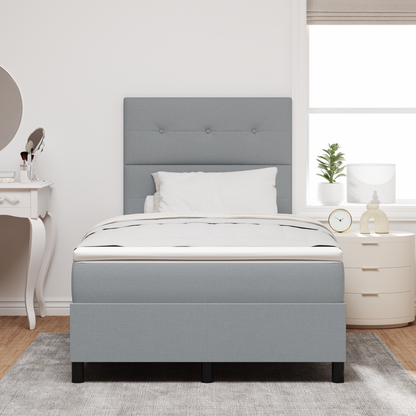 Box Spring Seng Med Madras Lysegrå 120X200 Cm Stof