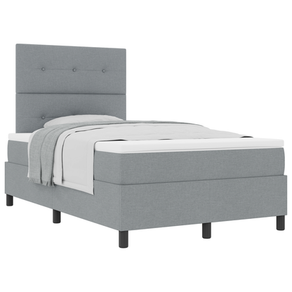 Box Spring Seng Med Madras Lysegrå 120X200 Cm Stof
