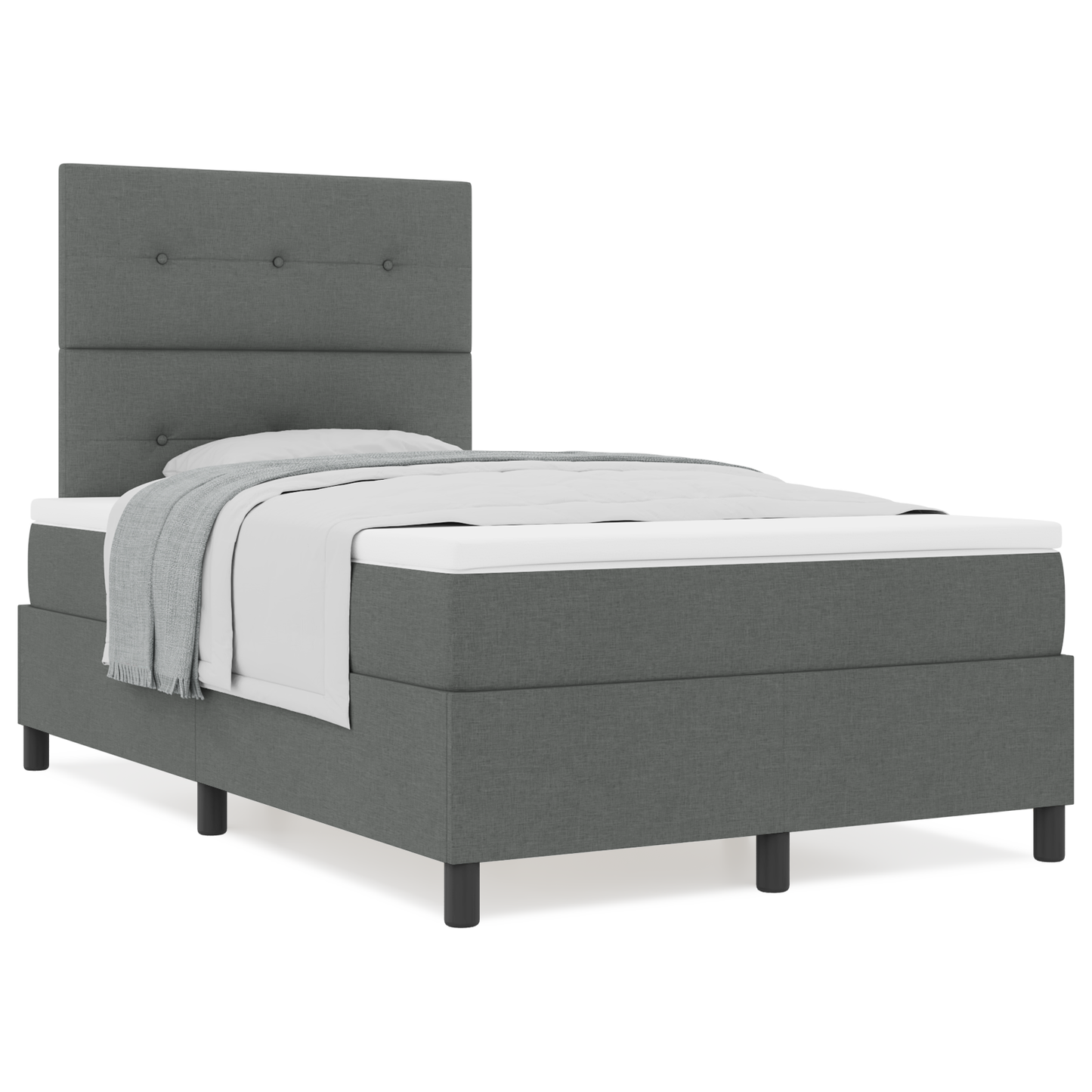 Box Spring Seng Med Madras Mørkegrå 120 X 200 Cm Stof