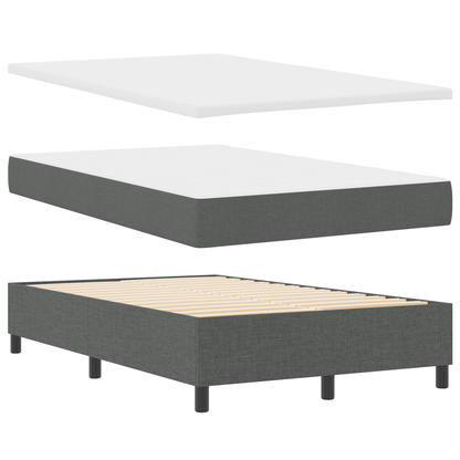 Box Spring Seng Med Madras Mørkegrå 120 X 200 Cm Stof