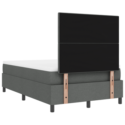 Box Spring Seng Med Madras Mørkegrå 120 X 200 Cm Stof