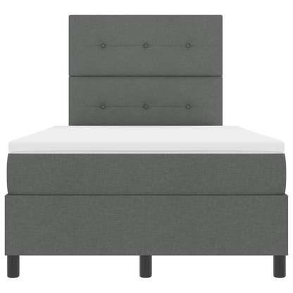 Box Spring Seng Med Madras Mørkegrå 120 X 200 Cm Stof