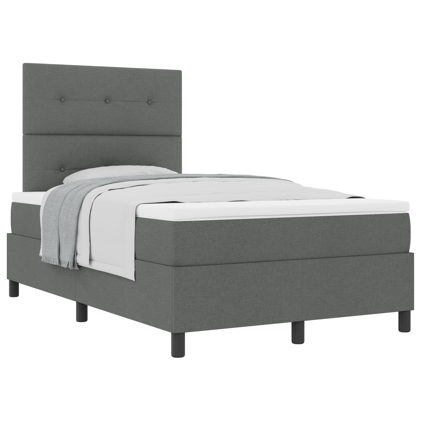 Box Spring Seng Med Madras Mørkegrå 120 X 200 Cm Stof