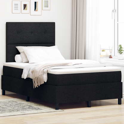 Box Spring Seng Med Madras Sort 120 X 200 Cm Stof